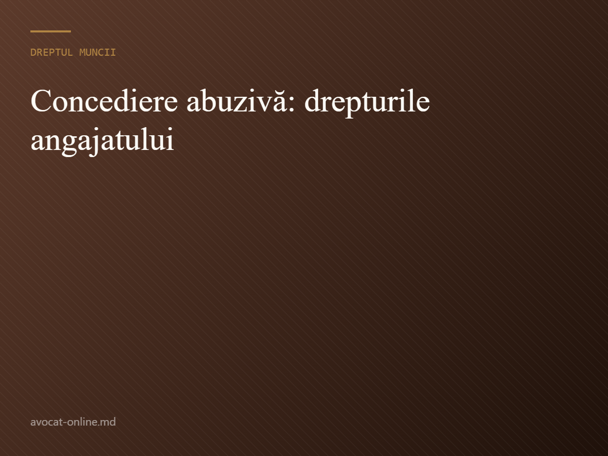Concediere abuzivă: drepturile angajatului